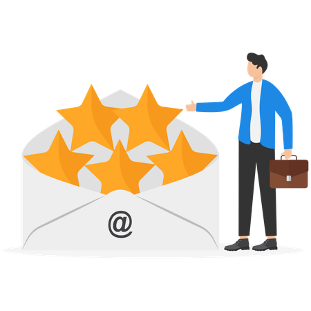 Businessman working on email rating  Illustration