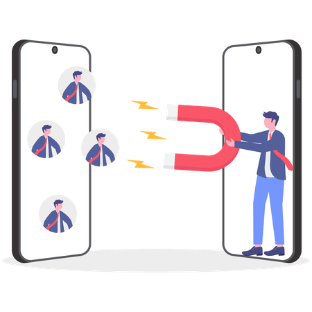 Businessman working on employee attraction  Illustration