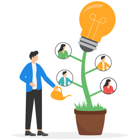 Businessman working on employee career growth  Illustration
