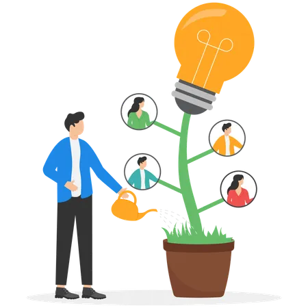 Businessman working on employee career growth  Illustration