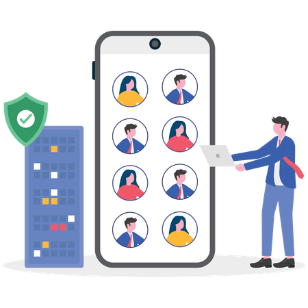 Businessman working on employee profile  Illustration