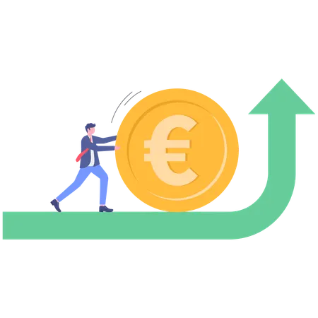 Businessman working on euro growth  Illustration