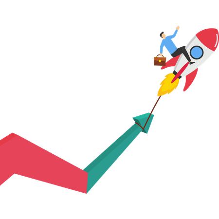 Businessman working on exponential growth  Illustration