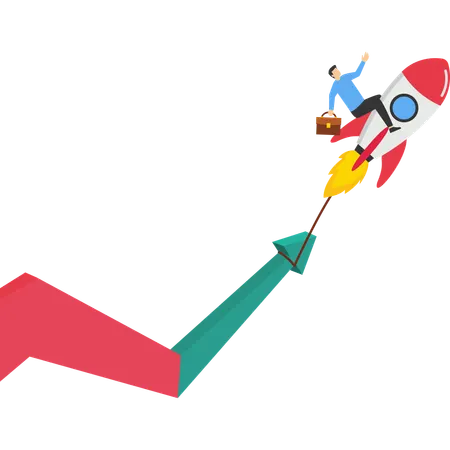 Businessman working on exponential growth  Illustration