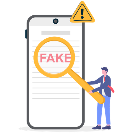 Businessman working on fake document  Illustration