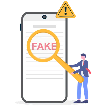Businessman working on fake document  Illustration