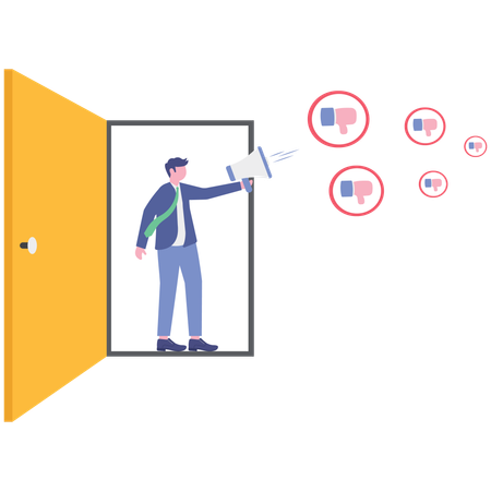 Businessman working on feedback marketing  Illustration