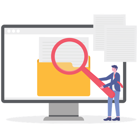 Businessman working on file management  Illustration