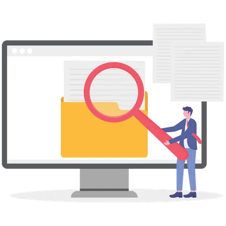 Businessman working on file management  Illustration