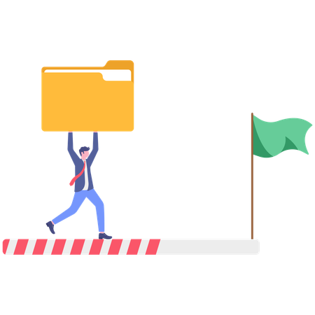 Businessman working on file progress  Illustration