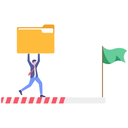Businessman working on file progress  Illustration