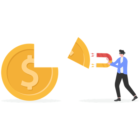 Businessman working on finance attraction  Illustration