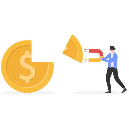 Businessman working on finance attraction  Illustration