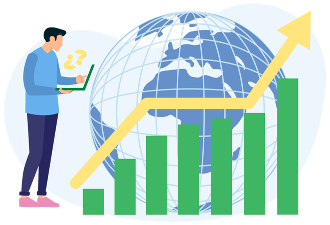 Businessman working on finance graph  Illustration