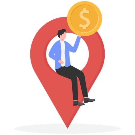 Businessman working on finance location  Illustration