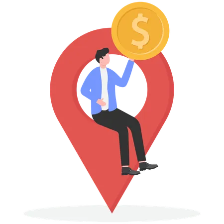 Businessman working on finance location  Illustration