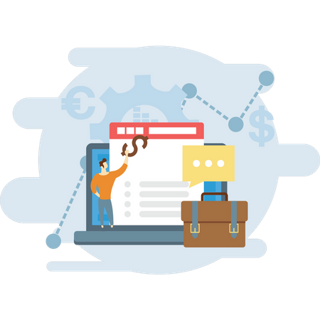 Businessman working on finance report  Illustration