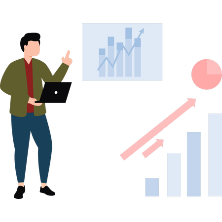 Businessman Working On Finance Science  Illustration