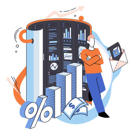 Businessman working on financial administration  Illustration