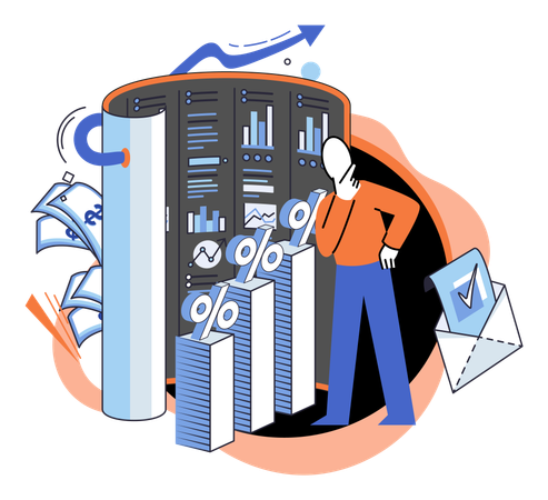 Businessman working on financial administration  Illustration