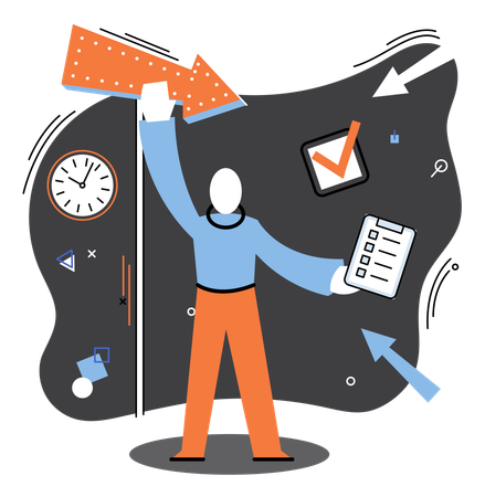 Businessman working on financial administration  Illustration
