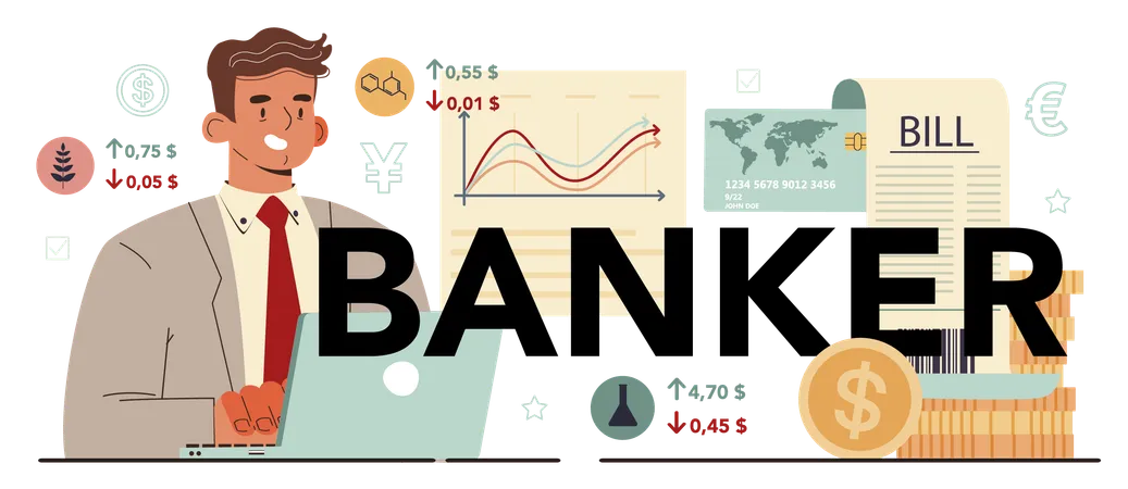 Businessman working on financial analysis  Illustration