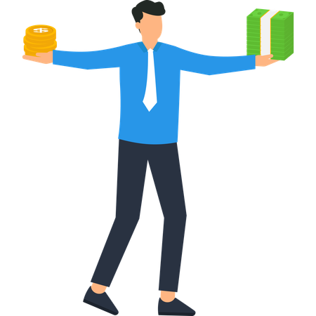 Businessman working on financial balance  Illustration