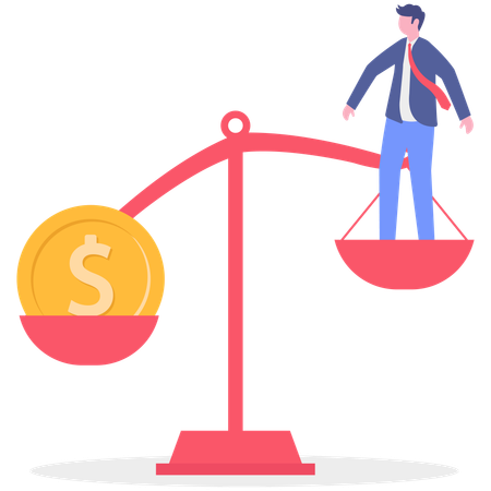 Businessman working on financial balance  Illustration