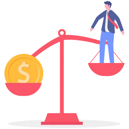 Businessman working on financial balance  Illustration