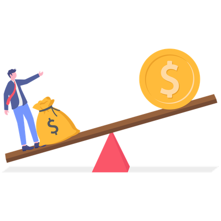 Businessman working on financial balancing  Illustration