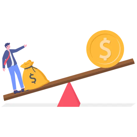 Businessman working on financial balancing  Illustration