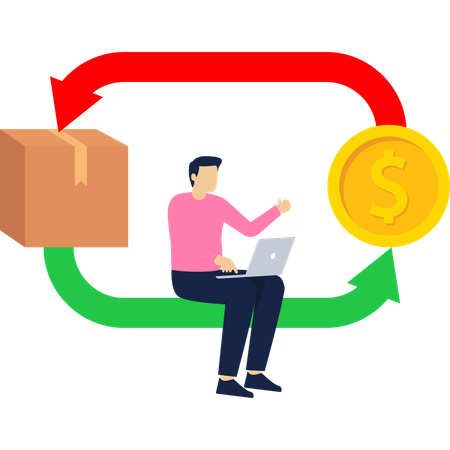 Businessman working on financial exchange  Illustration