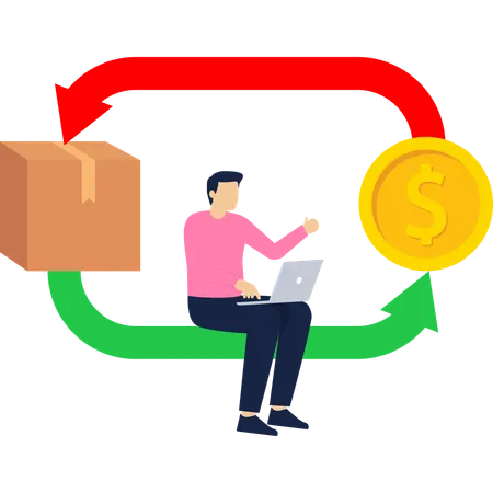 Businessman working on financial exchange  Illustration