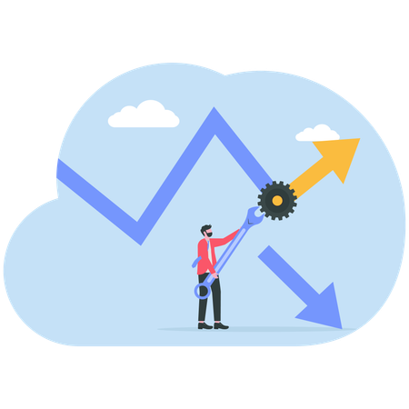 Businessman working on financial graph  Illustration