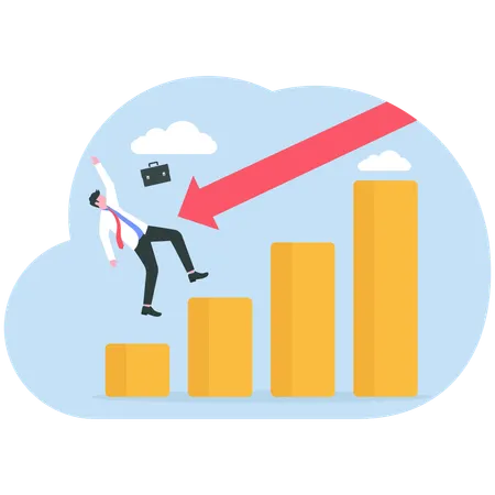 Businessman working on financial graph  Illustration
