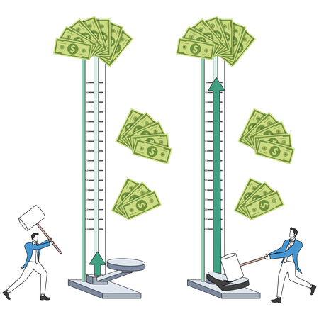 Businessman working on financial growth  Illustration