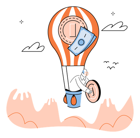 Businessman working on financial growth  Illustration