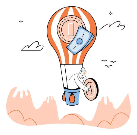 Businessman working on financial growth  Illustration