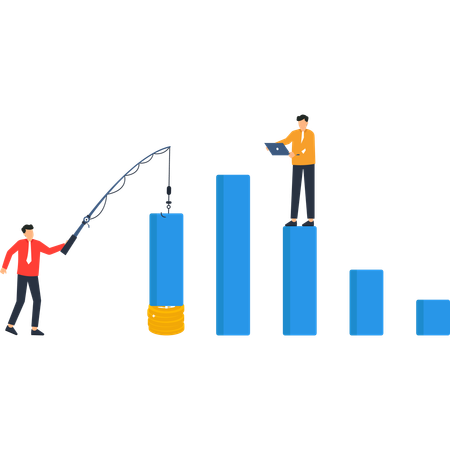 Businessman working on financial growth  Illustration