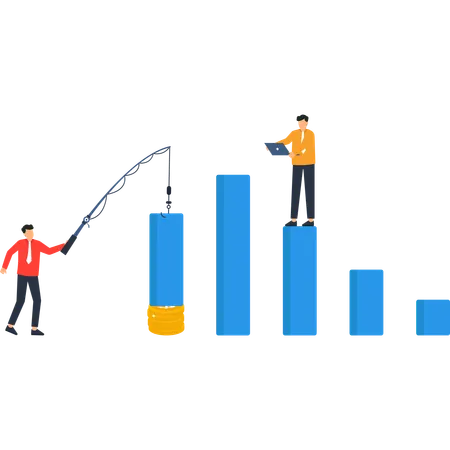 Businessman working on financial growth  Illustration