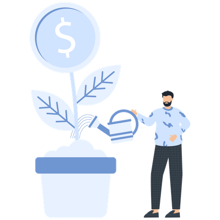 Businessman working on financial growth  Illustration