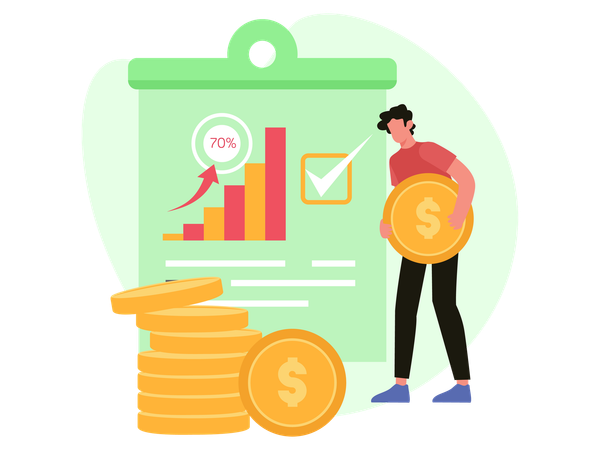 Businessman working on Financial Growth and Investment  Illustration