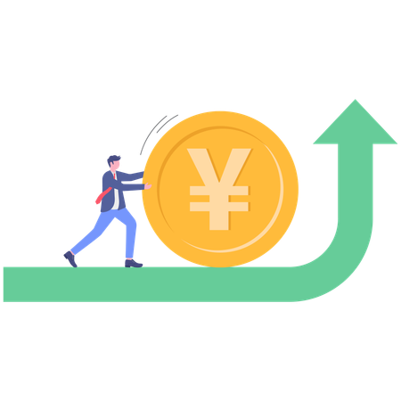 Businessman working on financial growth  Illustration