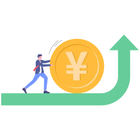 Businessman working on financial growth  Illustration