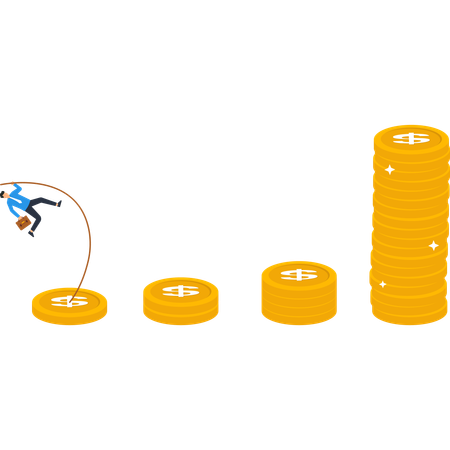 Businessman working on Financial Growth  Illustration