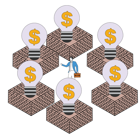 Businessman working on financial idea  Illustration