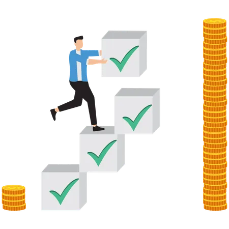 Businessman working on financial management  Illustration