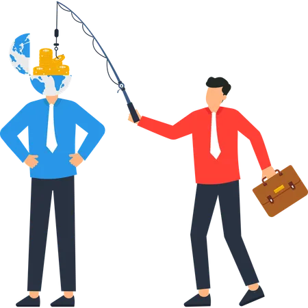 Businessman working on financial opportunity  Illustration
