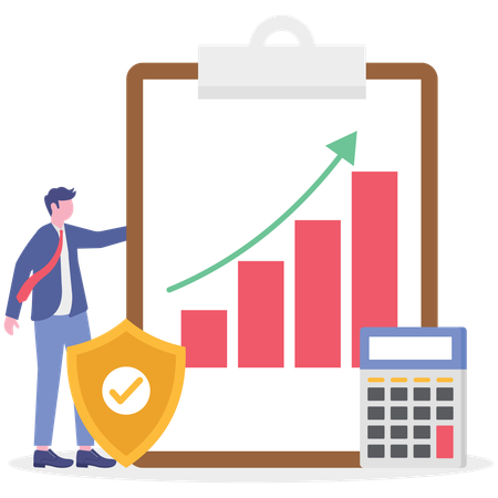 Businessman working on financial planning  Illustration