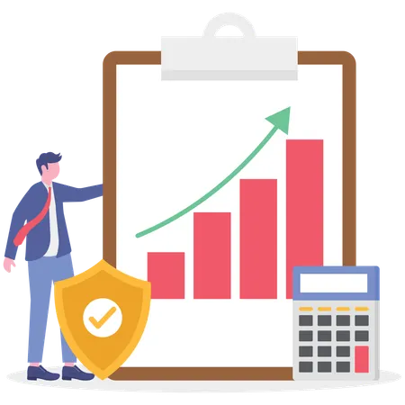 Businessman working on financial planning  Illustration
